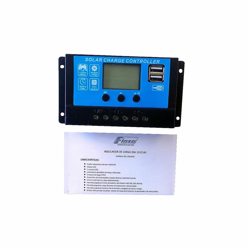 Regulador de carga Fiasa® para Paneles Solares PWM 20A | fiasa.com.ar | Fábrica de Implementos Agrícolas